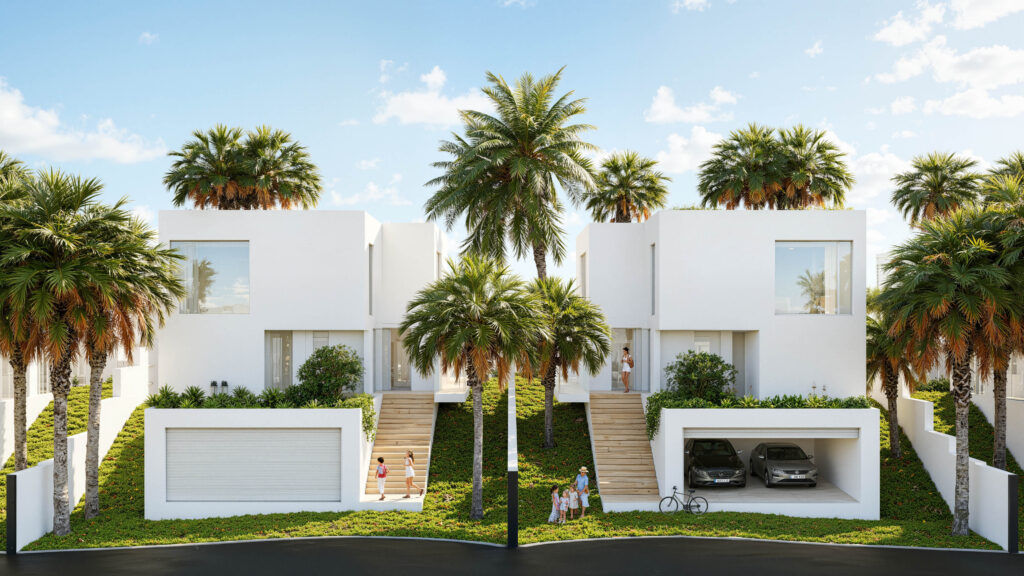Vista exterior de vivienda unifamiliar moderna en Mojácar diseñada por EXarchitects