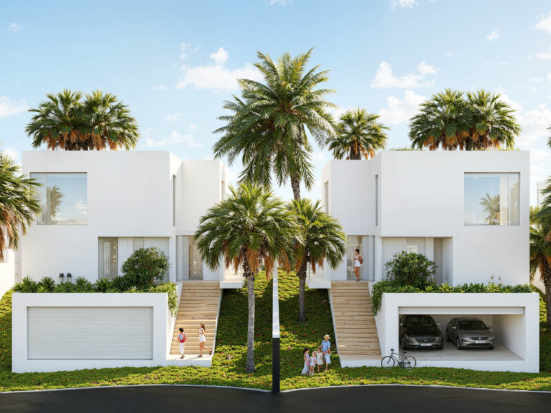 Vista exterior de vivienda unifamiliar moderna en Mojácar diseñada por EXarchitects