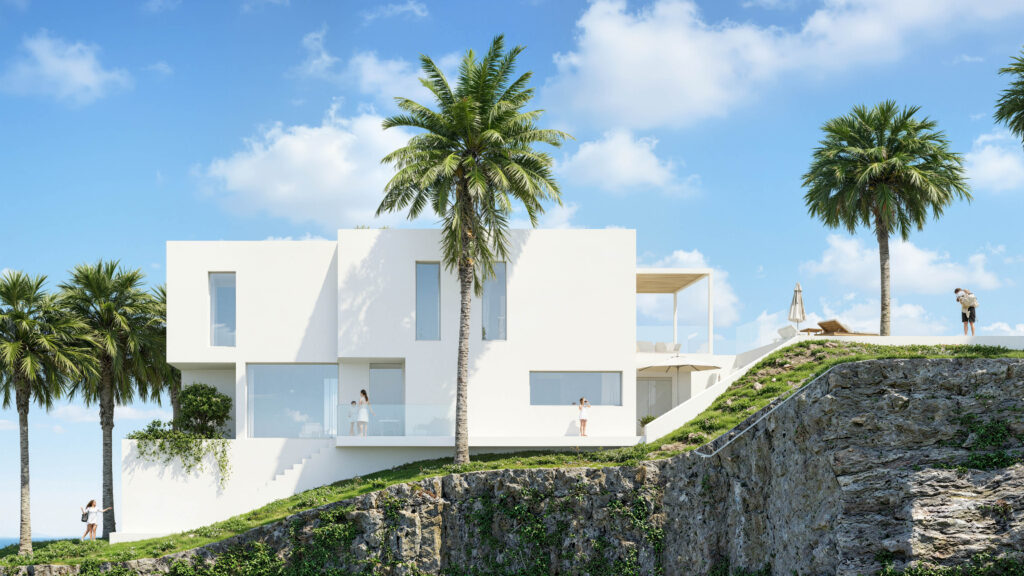 Infografía 3D de proyecto de casa contemporánea en Mojácar, Almería