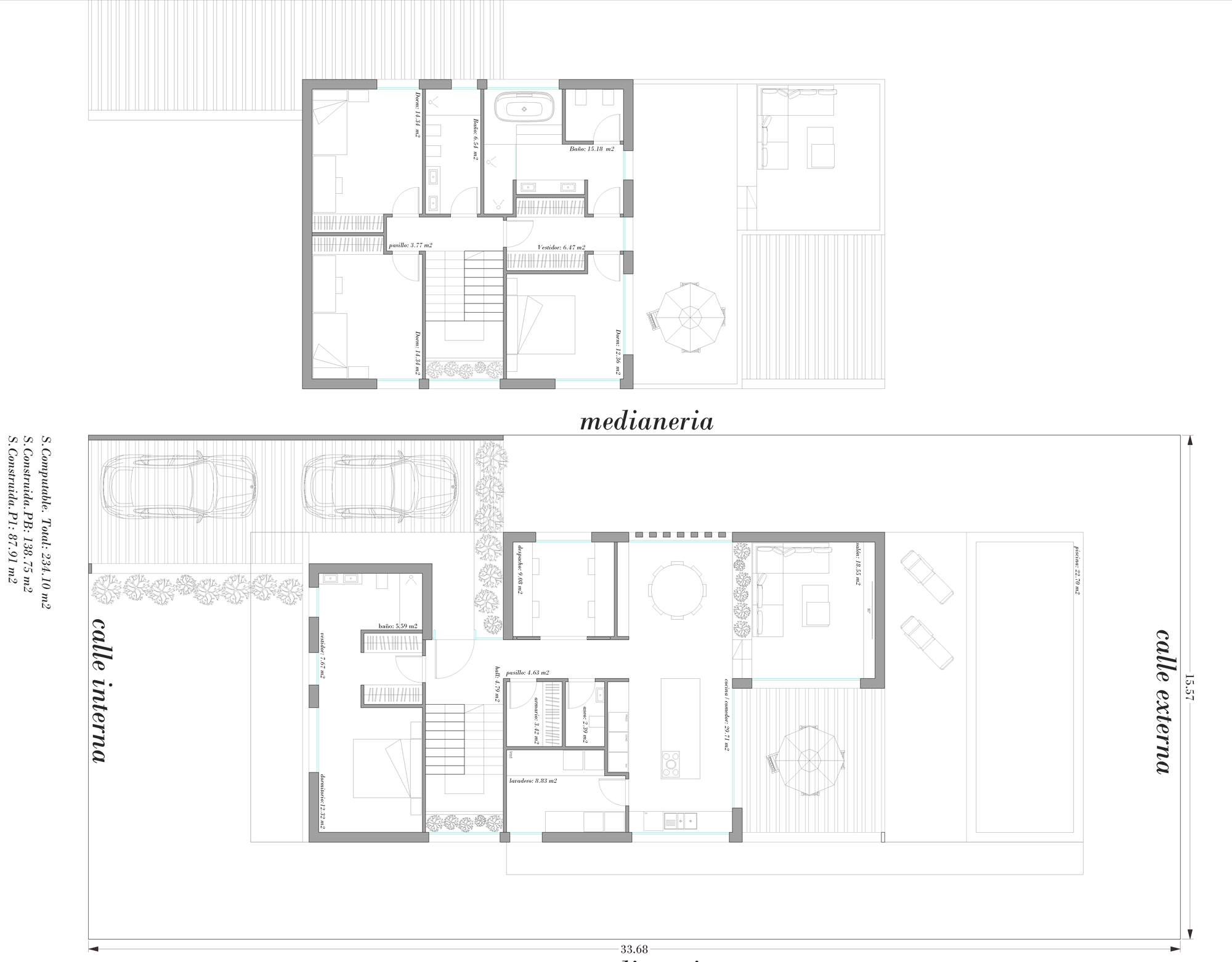 Conjunto residencial contemporáneo en Mojácar (Almería) con viviendas pareadas de líneas blancas, vegetación integrada y vistas al Mediterráneo, diseñado por EXarchitects.